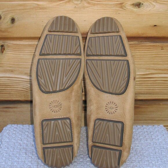 UGG Bel air Nubuck Leather Moc Toe Loafers In Chestnut Leather - Picture 12 of 13